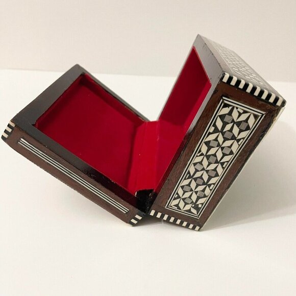 Vintage Wooden Jewelry Box Micro Mosaic Unmarked - Picture 14 of 16